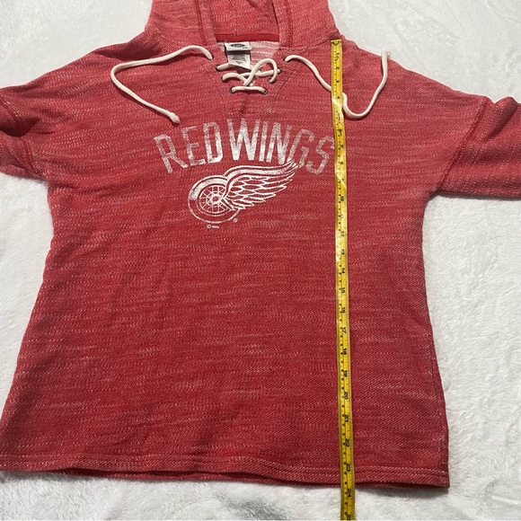 NHL DETROIT RED WINGS HOODIE Womens Size S Lace Up Retro Lightweight Sweatshirt - Picture 10 of 10